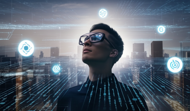 Illustration of a developer coding with help from futuristic AI tools like GitHub Copilot and Tabnine, highlighting The Best ai for Coding: Your New Superpower for Writing Code! in bold text on screen.